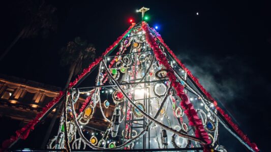 Se encendió en Córdoba el Árbol de Navidad realizado con residuos reciclables